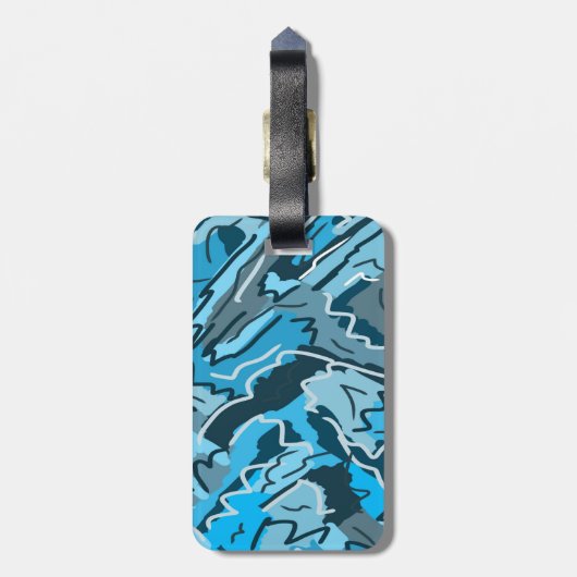 Icy Blue Marked Abstract Bagagelabel (Achterkant verticaal)