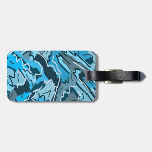 Icy Blue Marked Abstract Bagagelabel (Achterkant horizontaal)