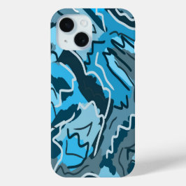 Icy Blue Marked Abstract iPhone 15 Case