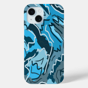 Icy Blue Marked Abstract iPhone 15 Case