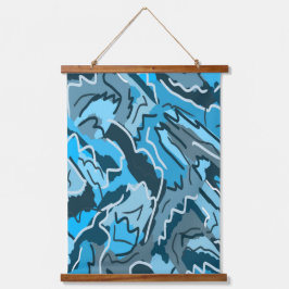 Icy Blue Marked Abstract Hangend Wandkleed