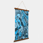 Icy Blue Marked Abstract Hangend Wandkleed (Gebogen)