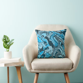 Icy Blue Marked Abstract Kussen