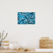 Icy Blue Marked Abstract Poster (Keuken)