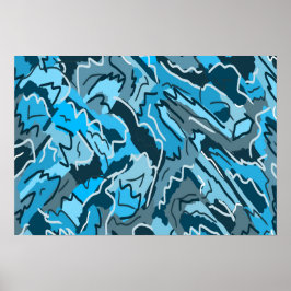 Icy Blue Marked Abstract Poster
