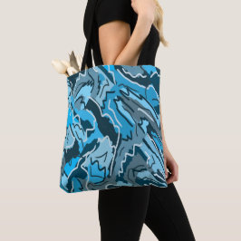 Icy Blue Marked Abstract Tote Bag