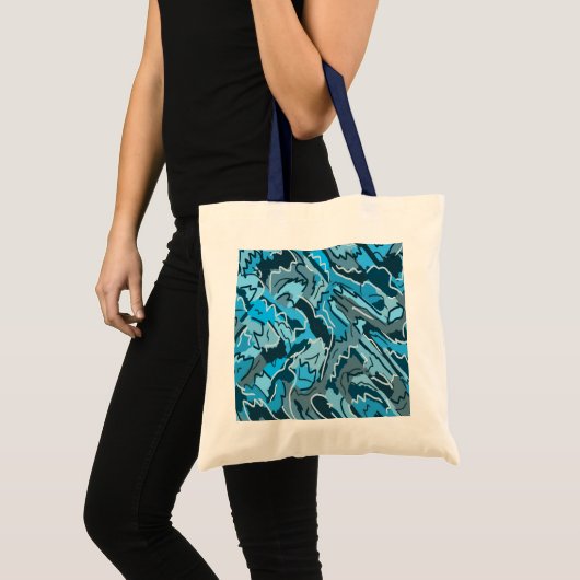 Icy Blue Marked Abstract Tote Bag (Voorkant (product))