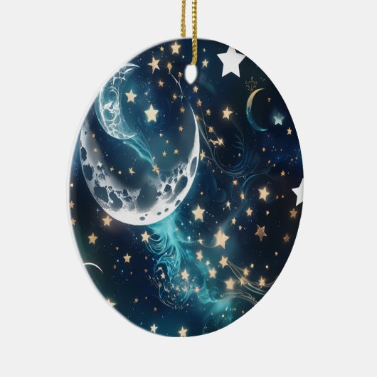 Icy Blue Moon Phases Keramisch Ornament (Rechts)