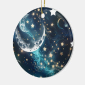 Icy Blue Moon Phases Keramisch Ornament (Links)