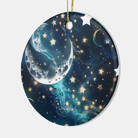Icy Blue Moon Phases Keramisch Ornament (Links)