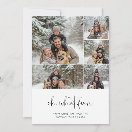 Icy Blue Oh wat een leuke kerst familie leuke foto Feestdagenkaart (Voorkant)