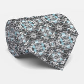 Icy Blue op Grey Patterned Stropdas (Opgerold)