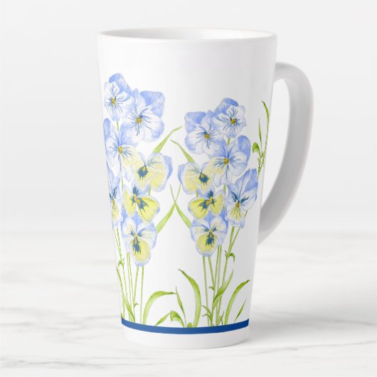Icy Blue Pansies op een grote latente Mok (Rechterhoek)