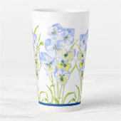 Icy Blue Pansies op een grote latente Mok (Voorkant)