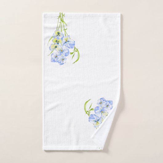 Icy Blue Pansies op een set handdoeken (Handdoek)