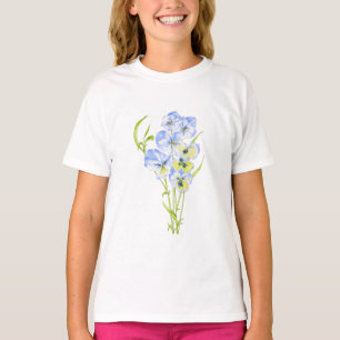 Icy Blue Pansies op een T-shirt