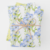 Icy Blue Pansies op papierset met onmiddellijke ve Inpakpapier Vel (In situ)