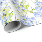 Icy Blue Pansies op verpakkingspapier Cadeaupapier (Rol Hoek)