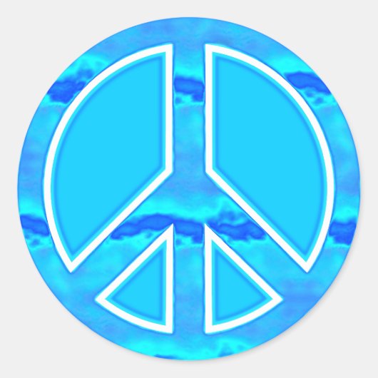 Icy Blue Peace Ronde Sticker (Voorkant)