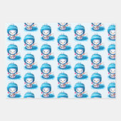 Icy Blue Penguin Baby shower inpakpapier vellen (Voorkant)