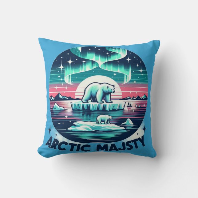 Icy Blue Retro Polar Beer Arctic Majesty Kussen (Voorkant)