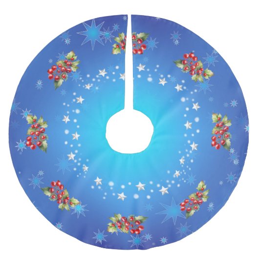 Icy Blue Rode Bessen & Sterren Kerstmis Kerstboom Rok (Voorkant)