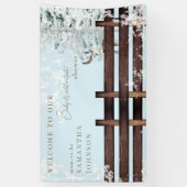 Icy Blue Rustic Baby Het is koud Buiten Welkom Spandoek (Verticaal)