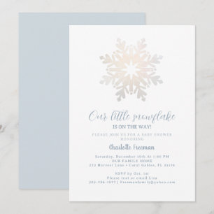 Icy Blue Snowflake Baby shower Uitnodigen Kaart