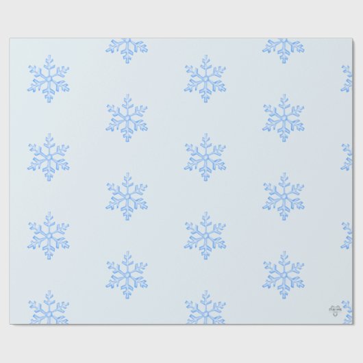 Icy Blue Snowflake Pattern on Pale Blue Background Cadeaupapier (Vlak)