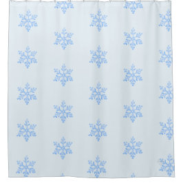 Icy Blue Snowflake Pattern Winter Design Douchegordijn