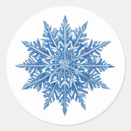 Icy Blue Snowflake Ronde Sticker