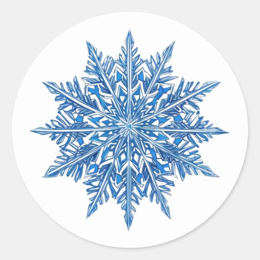 Icy Blue Snowflake Ronde Sticker (Voorkant)