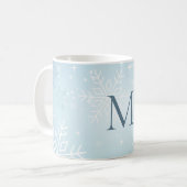 Icy Blue Snowflake Signature Koffiemok (Voorkant links)