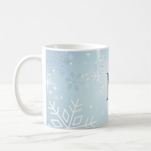 Icy Blue Snowflake Signature Koffiemok (Links)
