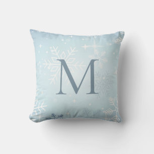Icy Blue Snowflake Signature Kussen