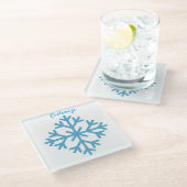 Icy Blue Snowflake Thunder_Cove Glazen Onderzetter (Schuin)