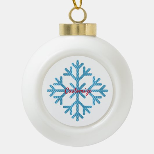 Icy Blue Snowflake Thunder_Cove Keramische Bal Ornament (Voorkant)