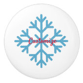 Icy Blue Snowflake Thunder_Cove Keramische Knop (Voorkant)