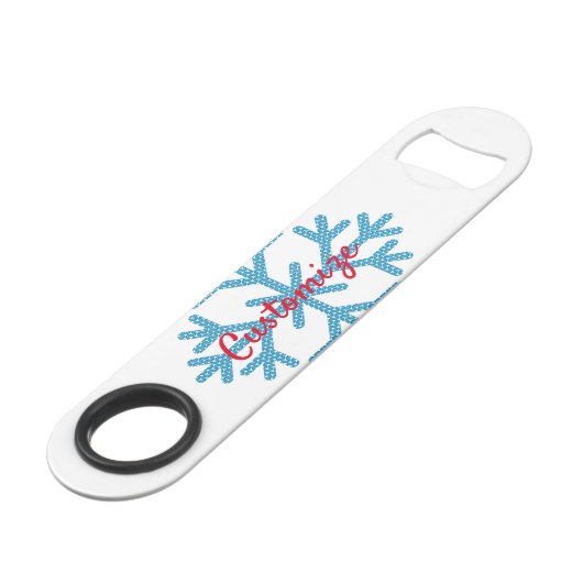 Icy Blue Snowflake Thunder_Cove Speed Flessenopener (Voorkant Gekanteld)