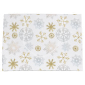 Icy Blue Snowflake Winter Gift Bag Groot Cadeauzakje (Voorkant)