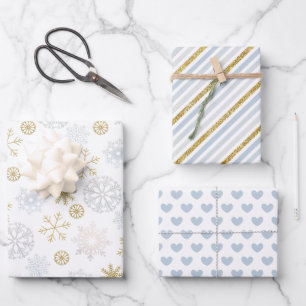 Icy Blue Snowflake Winter Gift Wrap Sheets Inpakpapier Vel