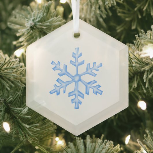Icy Blue Snowflake - Winter Hexagon Glas Ornament (Insitu)