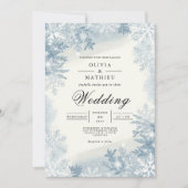 Icy Blue Snowflake Winter Wedding Kaart (Voorkant)