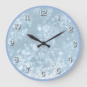 Icy Blue Snowflakes Grote Klok
