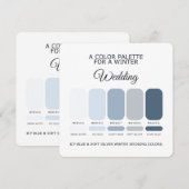 Icy Blue Soft Silver Winter Bruiloft Palettekaart Kaart (Voorkant / Achterkant)