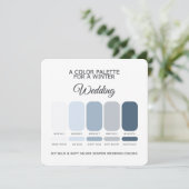 Icy Blue Soft Silver Winter Bruiloft Palettekaart Kaart (Staand voorkant)