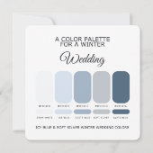 Icy Blue Soft Silver Winter Bruiloft Palettekaart Kaart (Achterkant)