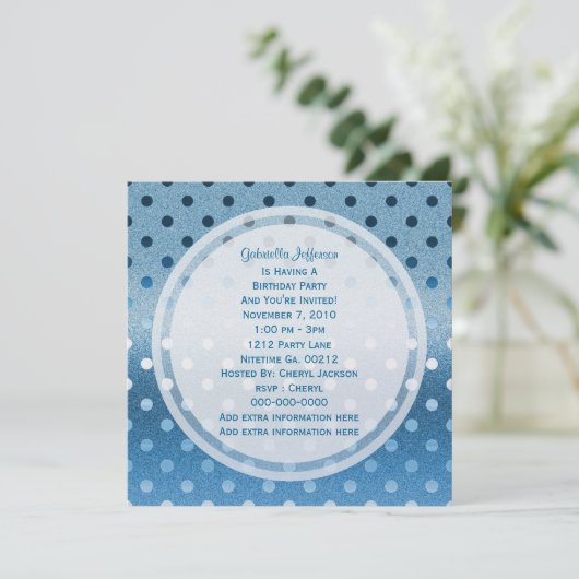 Icy Blue Sparkle: Polka-stippen: partijuitnodiging Kaart (Staand voorkant)