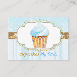 Icy Blue Stripes Bakery Cupcake Visitekaartje