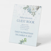 Icy Blue Winter Bloemen - Gelieve Ons Gastenboek T